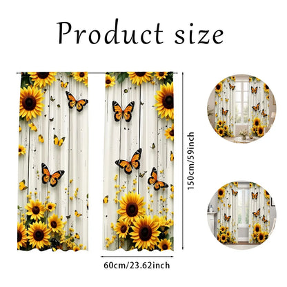 2Pc Sunflower Curtains