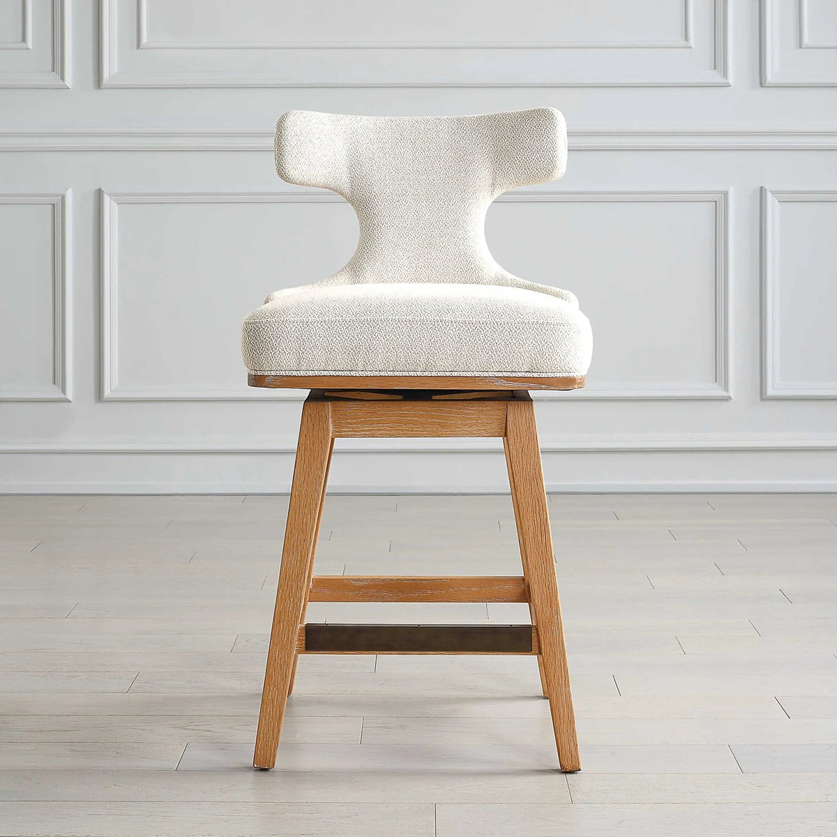 Off-White Fabric Counter Stool