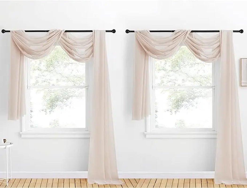 Nicetown 216-Inch Extra Long Sheer Voile Window Scarves - Set of 2 Soft Curtains for Home Decor and Event Styling