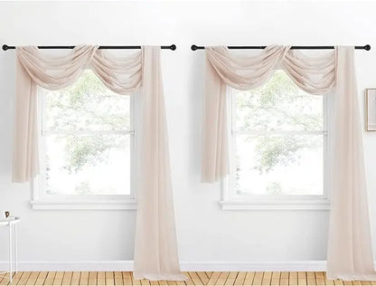 Nicetown 216-Inch Extra Long Sheer Voile Window Scarves - Set of 2 Soft Curtains for Home Decor and Event Styling