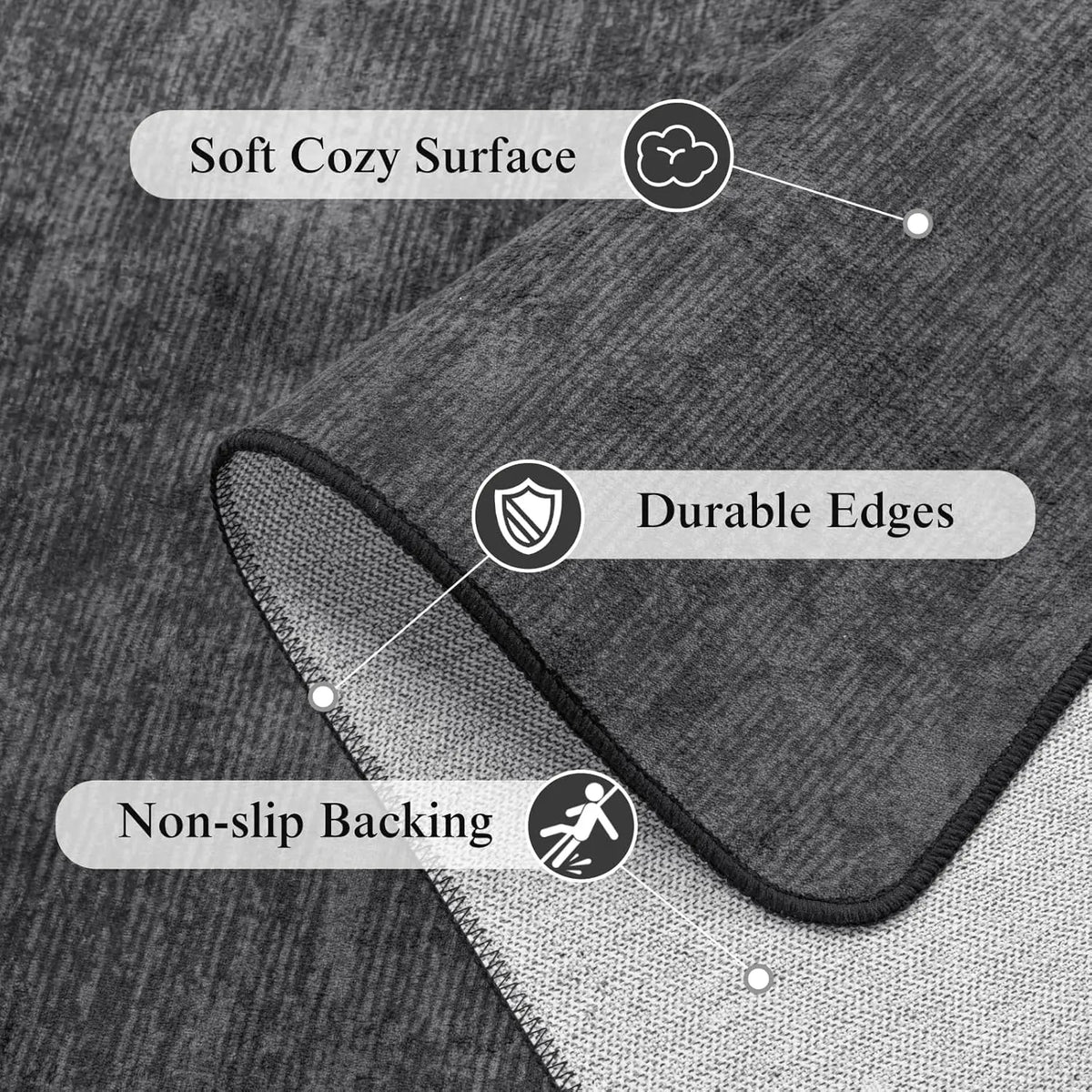 Shilucheng Ultra-Thin Washable Area Rug | 0.7mm Low Profile, Non-Slip Stain-Resistant | Vintage Boho Pattern