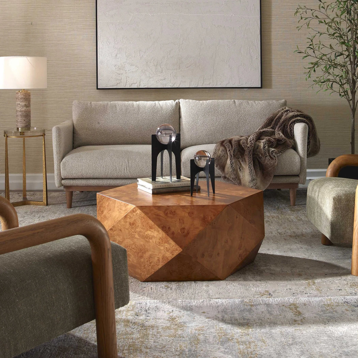 Geometric Burl Coffee Table