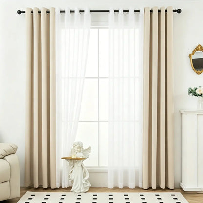 4 Panels Blackout Curtain Set – 2 Blackout Curtains + 2 Semi Sheer Curtains for Style and Light Control in Any Room