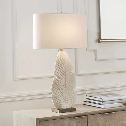 White Palm Leaf Table Lamp