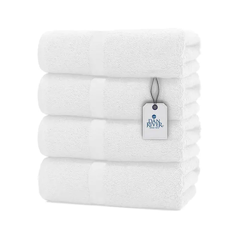 Indulge in Luxury: DAN RIVER Unisex 100% Cotton 4-Piece Bath Towel Set - Ultra-Soft, Lightweight, and Fade-Resistant for Everyday Comfort