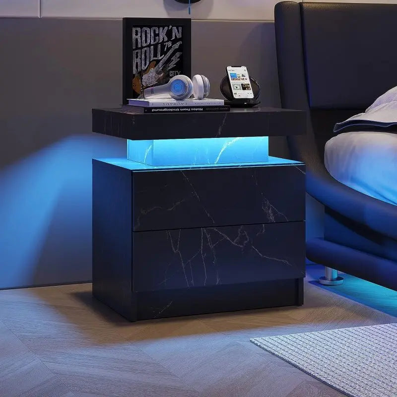 LED Nightstand with 2 Drawers