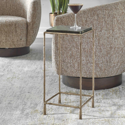 Antiqued Gold Hammered Accent Table