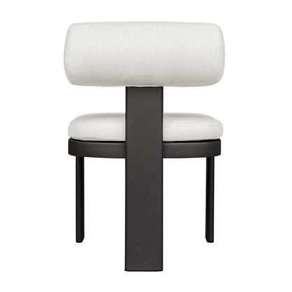 White Bolster Back Outdoor Dining Chair