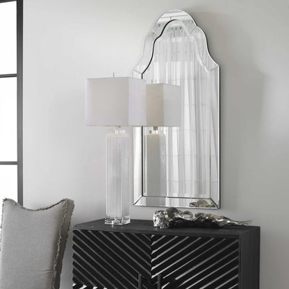 Frameless Arched Beveled Mirror