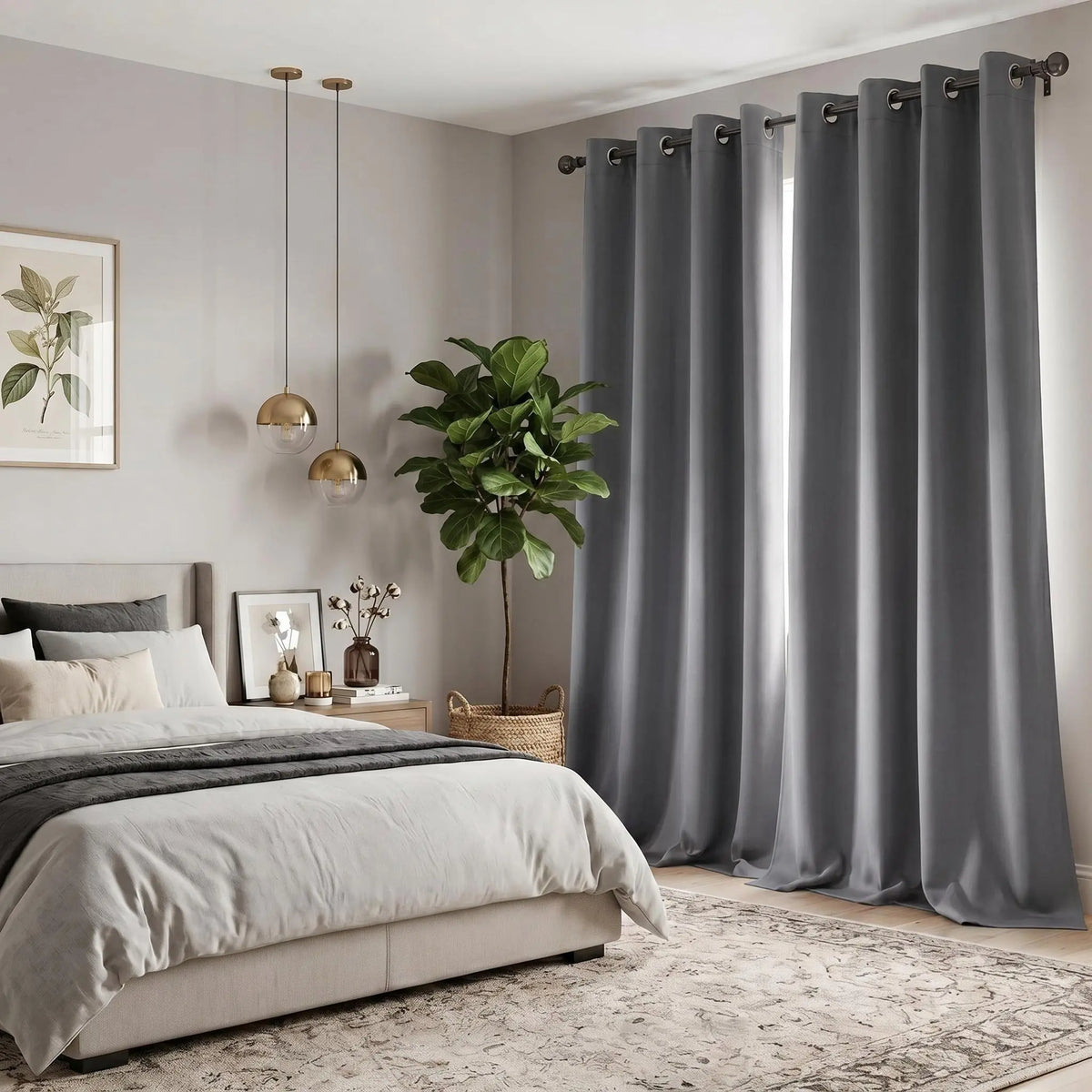 2-Panel Grommet Blackout Curtains - 52"x84" Thermal Insulated Drapes for Light Control and Noise Reduction