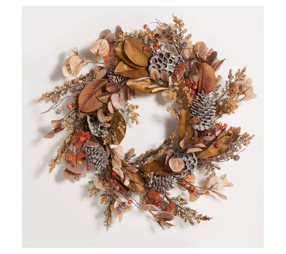 Safavieh Faux 32" Eucalyptus & Lotus Wreath Wit H Pine Cones