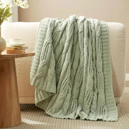 Amélie Home Cable Knitted, Chenille Chunky Knit Throw Blanket, 50 X 60 - Nwt