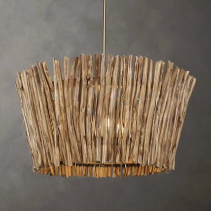 4-Light Wood Branch Chandelier