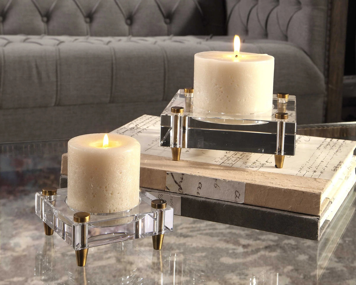 Crystal Block Candleholders Set/2