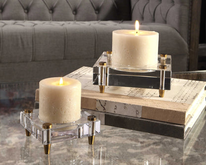 Crystal Block Candleholders Set/2