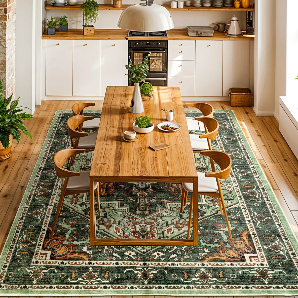 Neutral Vintage Washable Area Rug | Non-Slip, Machine Washable | Sizes 2×3 to 8×10