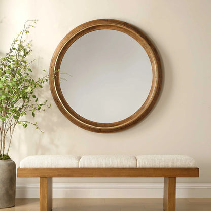 Round Wood & Iron Mirror
