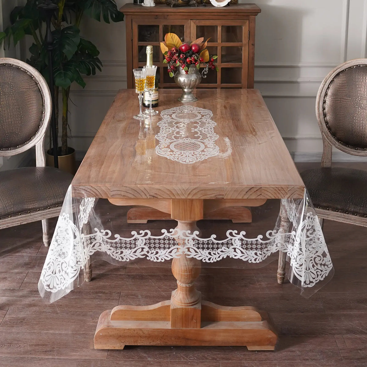 Protect Your Dining Experience with the Artbloss Vintage Clear Table Cover - Oilspill Proof PVC Tablecloth