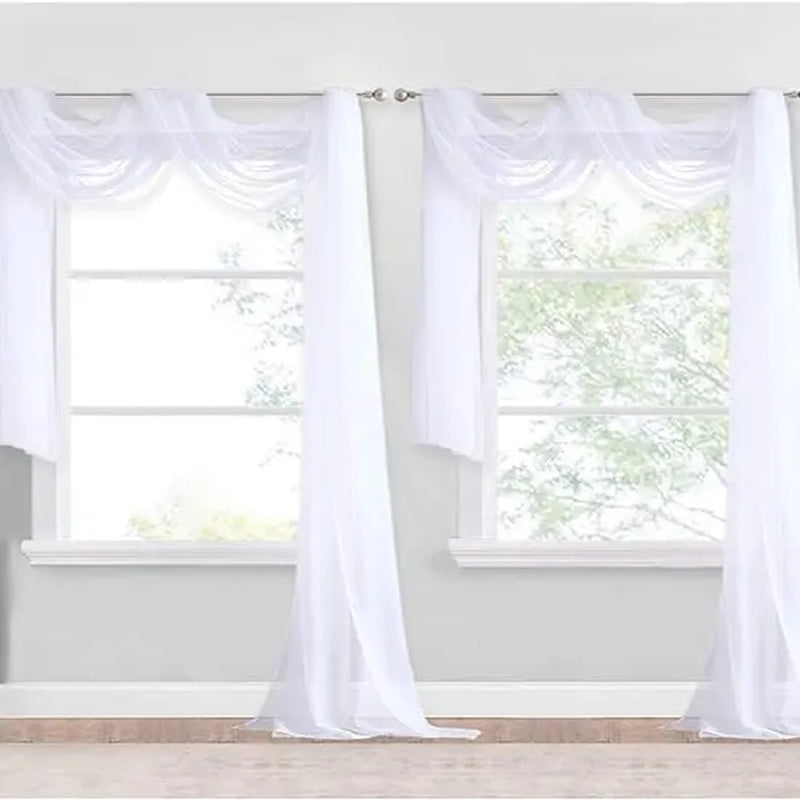 Nicetown 216-Inch Extra Long Sheer Voile Window Scarves - Set of 2 Soft Curtains for Home Decor and Event Styling