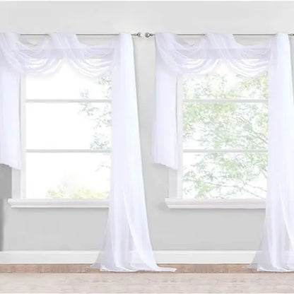 Nicetown 216-Inch Extra Long Sheer Voile Window Scarves - Set of 2 Soft Curtains for Home Decor and Event Styling
