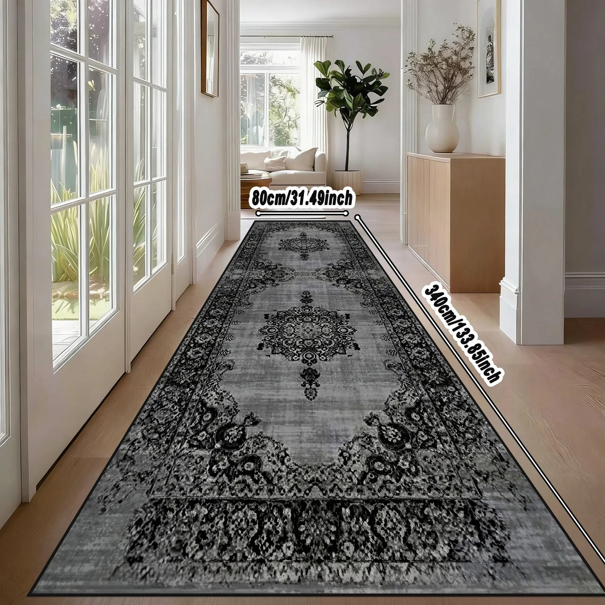 Vintage Persian Pattern Long Hallway Rug, Living Room Dining Decor Mat, Home Decorative Area Rug, Suitable for Kitchen Stairs Corridor Bedroom