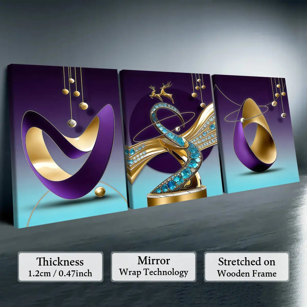 Elevate Your Space with Our 3-Piece Wooden-Frame Canvas Print Set – Stunning Geometric Pattern for Modern Home Decor!