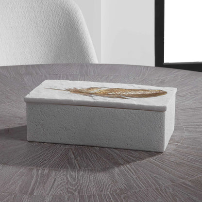 White Stone Feather Box