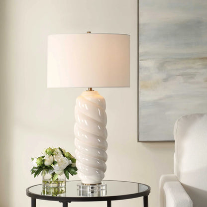 White Swirl Table Lamp
