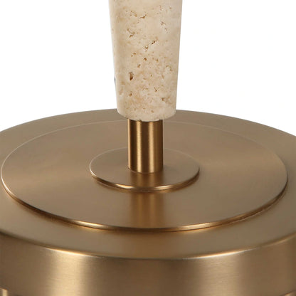 Dual Cone Travertine Table Lamp
