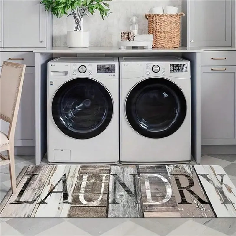 Laundry Room Floor Mat Runner, Non-Slip Polyester Kitchen Rug for Laundry Area, Bathroom Entryway, Farmhouse Home Decor Carpet