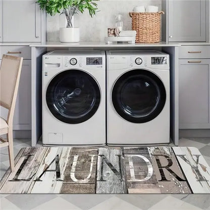 Laundry Room Floor Mat Runner, Non-Slip Polyester Kitchen Rug for Laundry Area, Bathroom Entryway, Farmhouse Home Decor Carpet