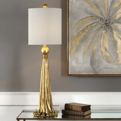 Draped Metallic Gold Table Lamp