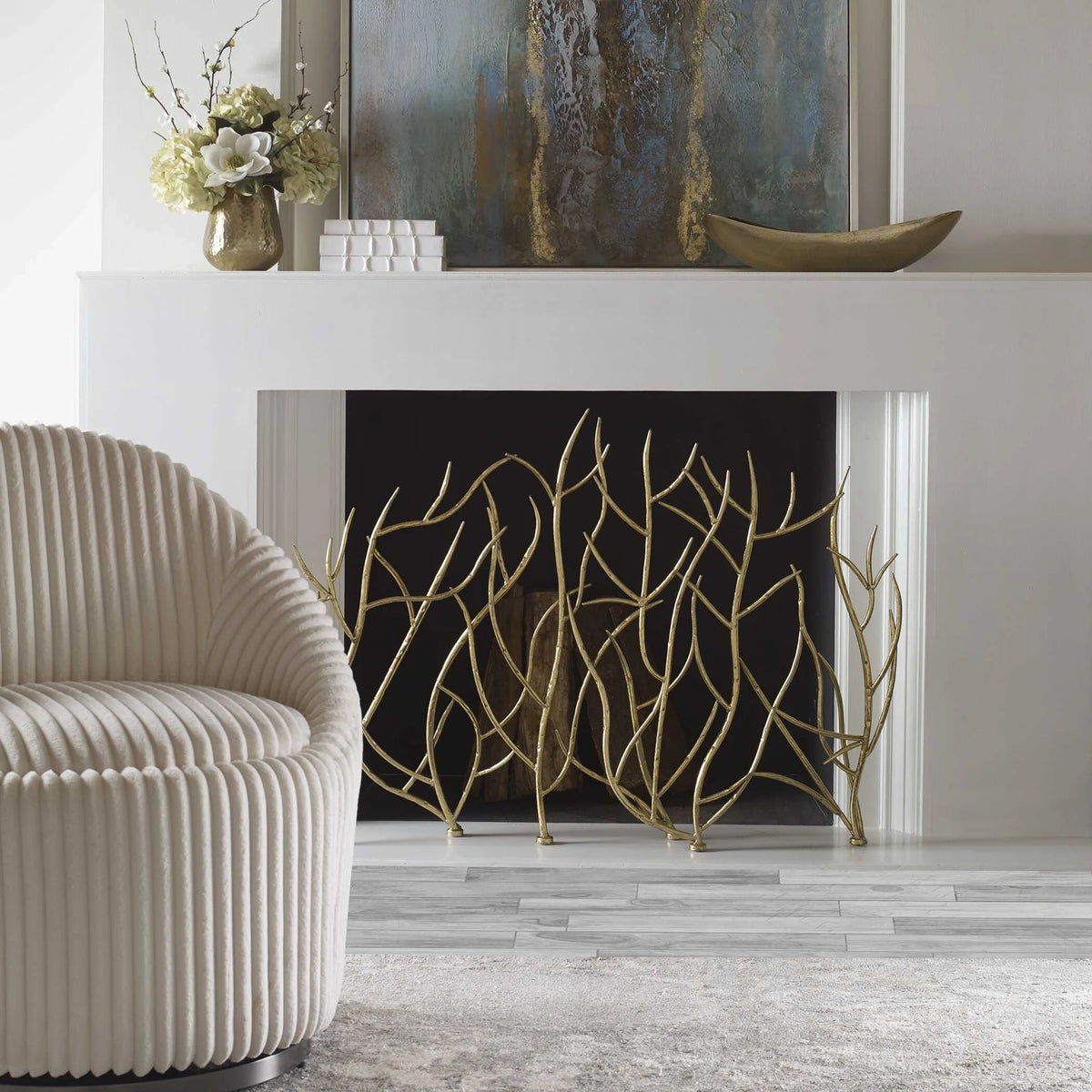 Gold Branch Fireplace Screen