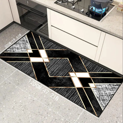 Geometric Pattern Kitchen Mat, Non-Slip Soft Decorative Carpet, Creative Kitchen Carpet, Villa Corridor Long Carpet