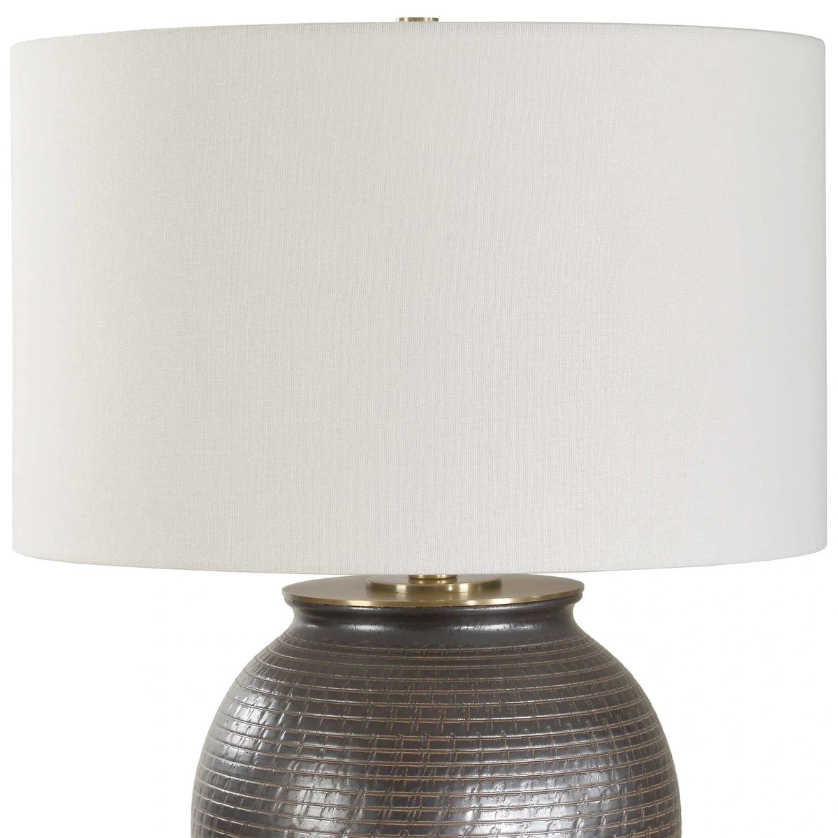 Bronze Ribbed Ceramic Table Lamp