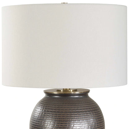 Bronze Ribbed Ceramic Table Lamp