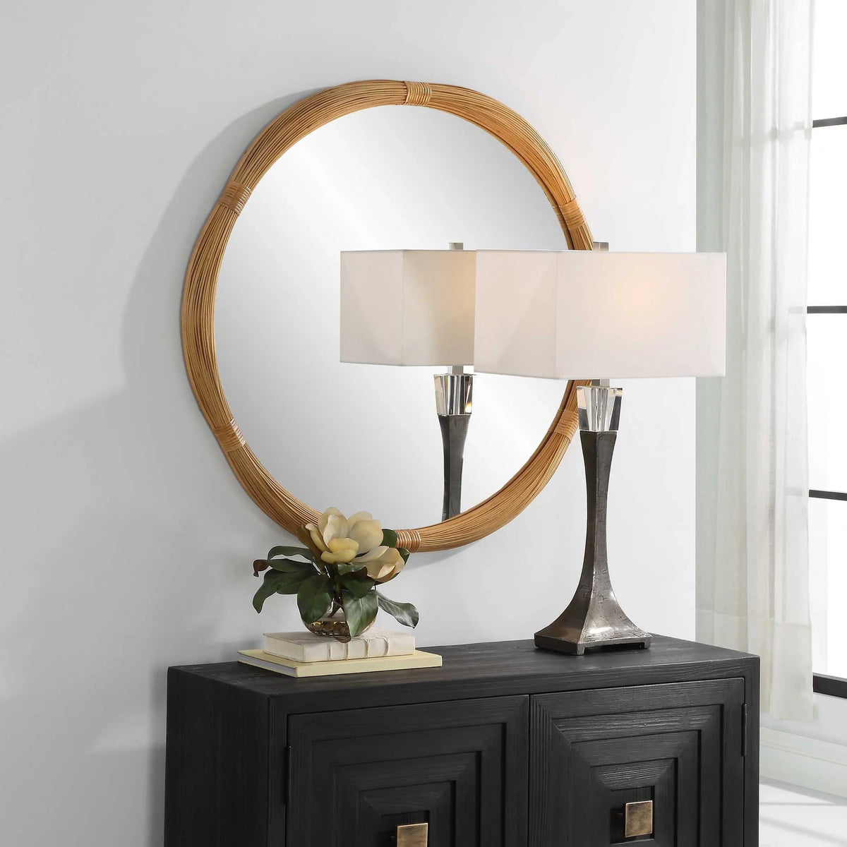 Round Bamboo Mirror