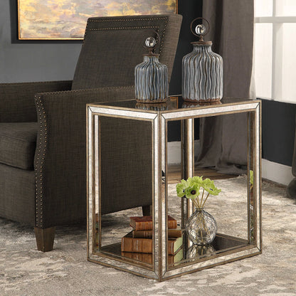 Mirrored End Table