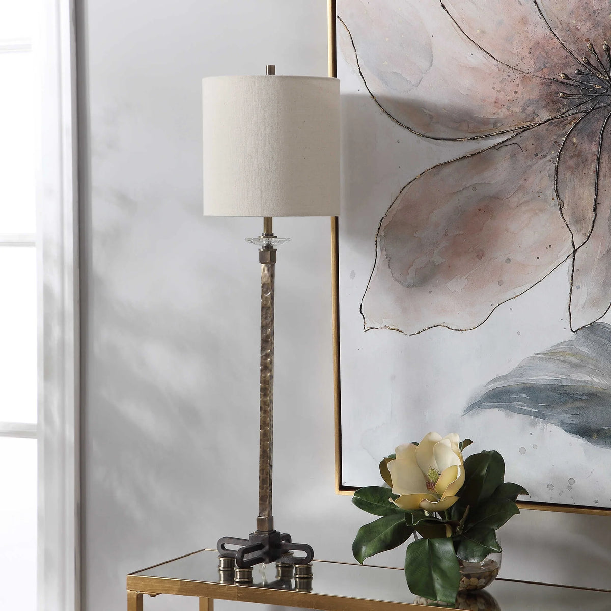 Industrial Hammered Steel Buffet Lamp