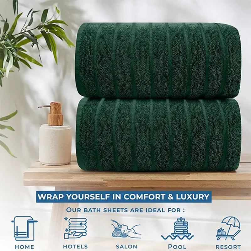 Dan River Unisex 2-Pack Jumbo Organic Cotton Bath Sheets - 35×70 in Thick, Fast-Drying, Spa-Quality Towels