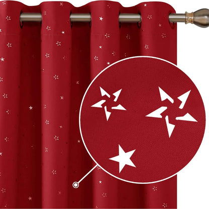 Deconovo's Red Snowflake Blackout Curtain Set – 2 Thermal Insulated Drapes for a Holiday Ambiance in Bedroom & Living Room