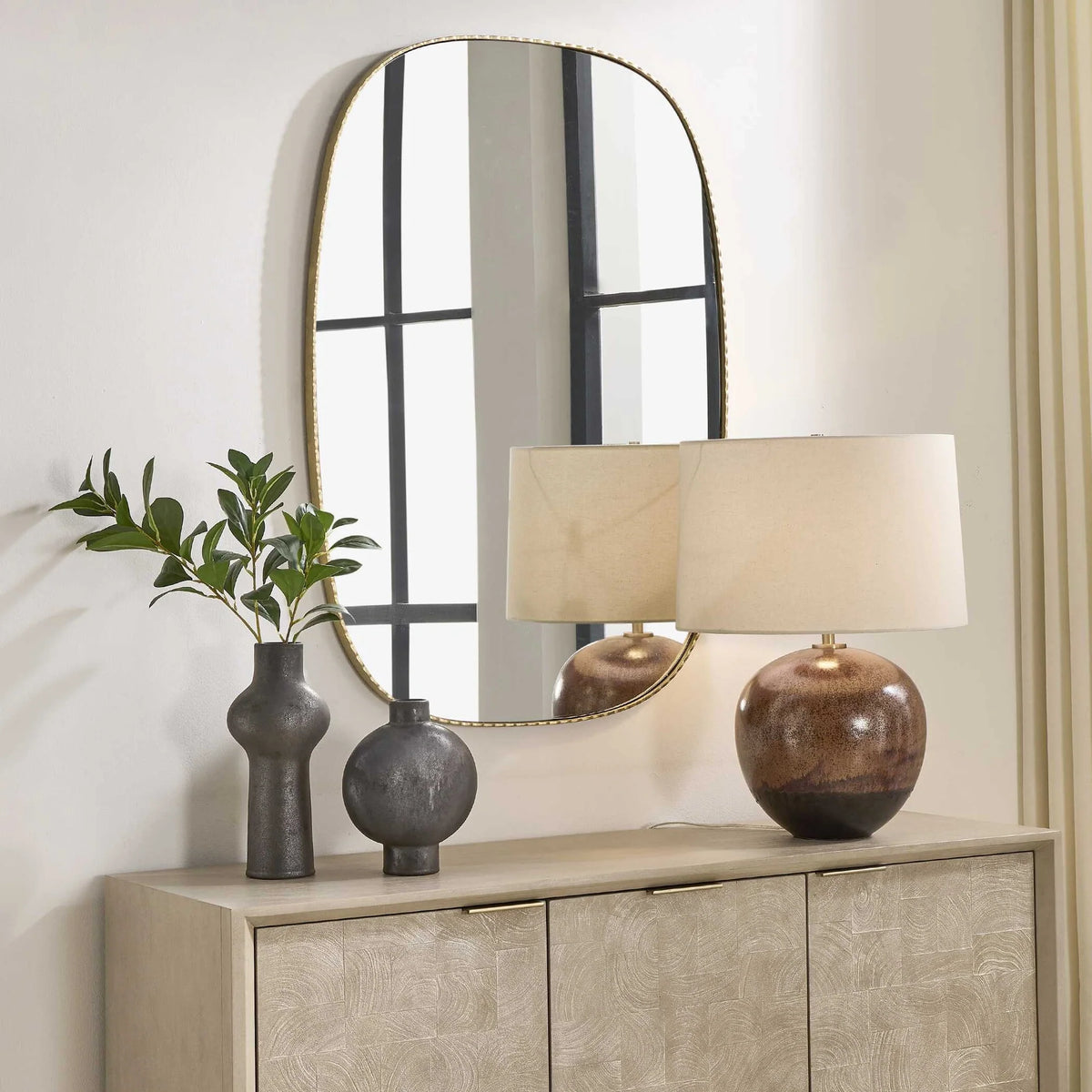Scalloped Antique Gold Mirror
