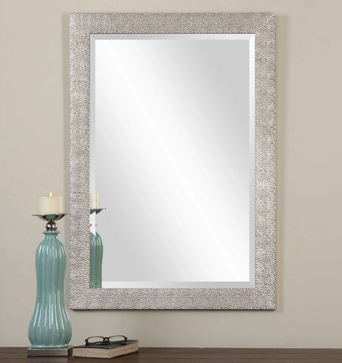 Antiqued Silver Textured Mirror