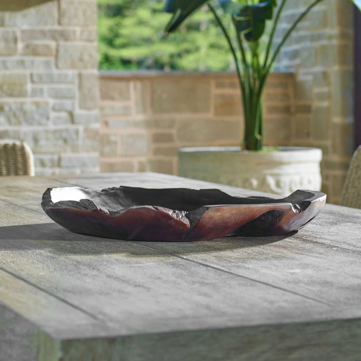 Live-Edge Teak Round Bowl