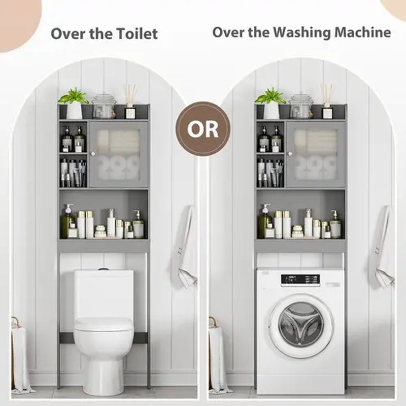 Zenstyle Over-the-Toilet Storage Shelf Cabinet - Gray Finish with Adjustable Shelves