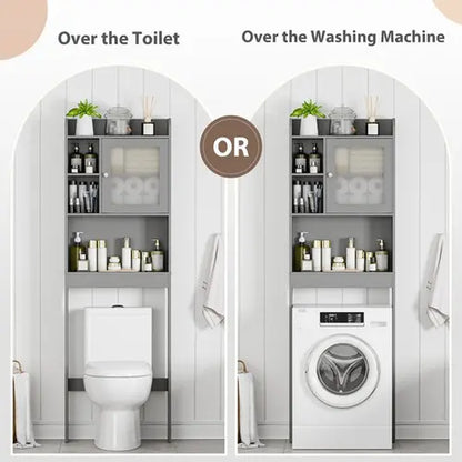 Zenstyle Over-the-Toilet Storage Shelf Cabinet - Gray Finish with Adjustable Shelves