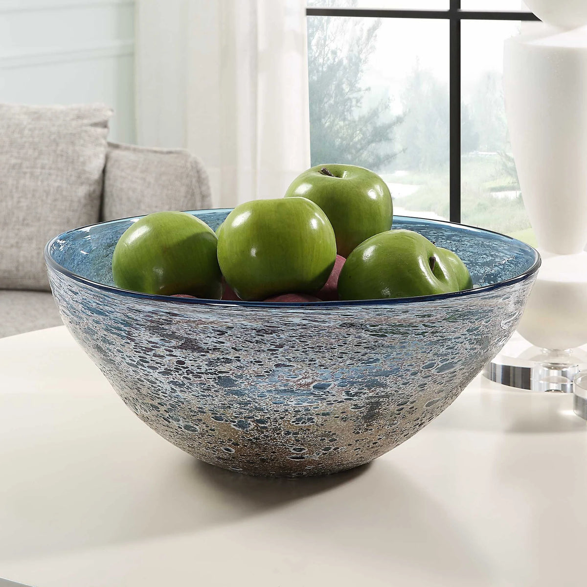 Aqua Blown Glass Bowl