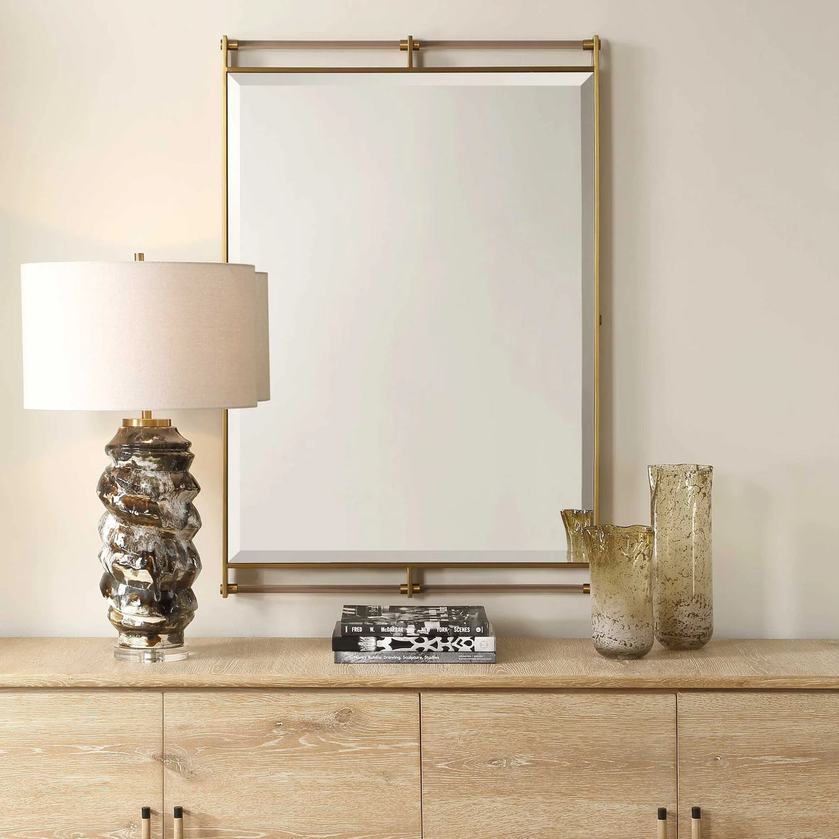 Antique Brass Industrial Mirror