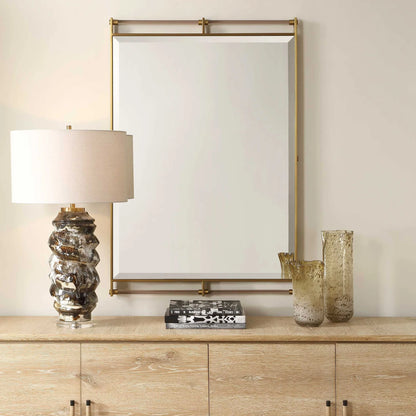 Antique Brass Industrial Mirror