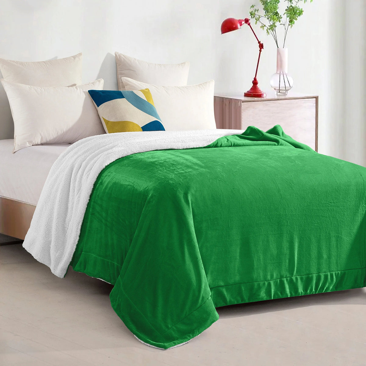 Mocassi Reversible Sherpa-Backed Throw Blanket, Velvety Plush Touch, 50In X 60In Throw Blankets